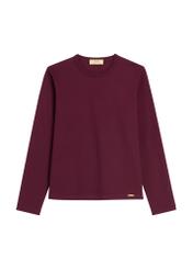 Women's burgundy cotton longsleeve LSLDT-0052-4D(Z26) - front product view, on a white background.