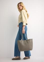 Light brown shopper bag with monogram TOREC-1181-1K(W26)