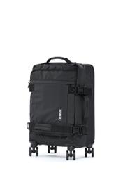 Small suitcase on wheels WALNY-0043-99-19(W25) in black with the logo, diagonal view, on a white background.