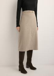 Beige A-line Midi Skirt with Wool SPCDT-0136-1J(Z26)