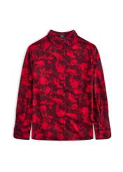 Women's burgundy floral shirt KOSDT-0173-49(Z25), front product view on white background.