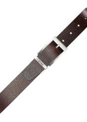 Men's brown leather belt PASMS-0167-9J(W26), front product view on white background.