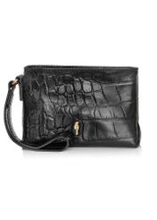 Black small croco leather women's wallet PORES-0919-97(Z24)-01