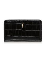 Black croco women's wallet POREC-0353A-9G(Z26) front product view on white background.