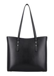 Large black women's shopper bag TOREC-1309-99(Z26), rear view of the product on a white background.