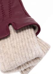 Burgundy leather insulated women's gloves REKDS-0098-49(Z25)
