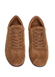 Cognac suede women's sneakers BUTYD-1293-1F(Z26) - product view from above, on a white background.