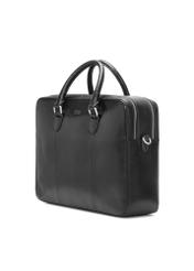 Black leather men's briefcase TORMS-0507-99(W26) - diagonal product view, on a white background.