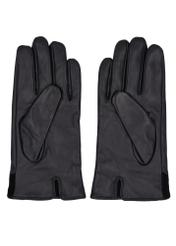 Men's black leather gloves REKMS-0090-99(Z26), product view from above, on white background.