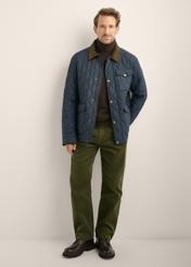 Men's navy blue quilted jacket KURMT-0427-7E(Z26), front product view on model. Full body visible.