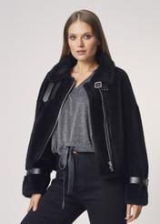 Wełniane futerko damskie oversize FUTDW-0002-99(Z21)-01