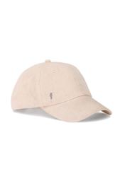 Beige baseball cap with logo CZALT-0013-1A(W26), diagonal product view on white background.