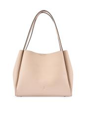 Beige women's shopper bag TOREC-1183-1A(W26) - front product view, on white background.