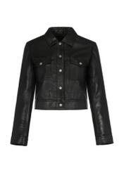 Women's leather jacket with collar KURDS-0435-5491(W23)-04