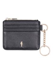 Black small leather women's wallet PORES-1013R-9I(Z26), front product view on white background.