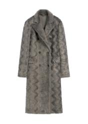 Gray long women's fur coat FUTDP-0066-96(Z25)
