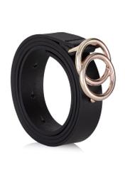 Black leather women's belt PASDS-0287-99(Z23)-02