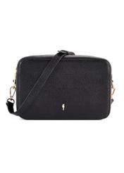 Women's leather handbag in black color TORES-1153-99(Z25), product view from the front on a white background.