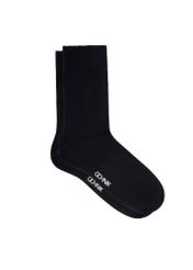Navy blue men's long socks SKAMT-0202-7E(W26), side product view on white background.