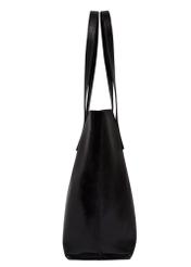 Large black women's shoulder bag with glossy finish TORES-1368-9F(Z26), side view of the product on a white background.