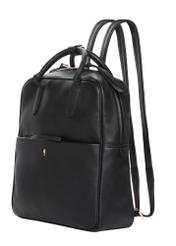 Black leather women's backpack TORES-1313-99(Z26). Side view, diagonal, on a white background.