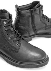 Black men's leather ankle boots BUTYM-0516-99(Z25), close-up of the product detail on a white background.
