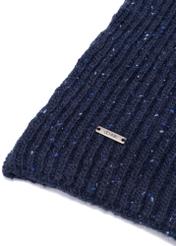 Navy blue wool men's scarf SZAMT-0086-69(Z25) - close-up of the front detail on a white background.