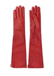 Long red leather women's gloves REKDS-0088-41(Z24)-02