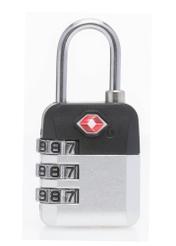 Silver TSA combination padlock AW-015-004-92(W25), rear view of the product on a white background.