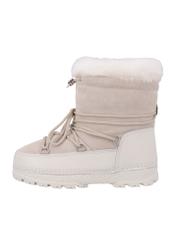 Cream women's snow boots BUTYD-1315-0C(Z26), side view of the product on a white background.