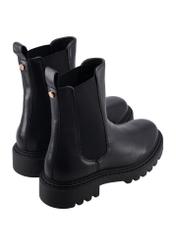 Women's black leather Chelsea boots BUTYD-1287-99(Z26), product view from the back on a white background.