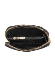 Small black women's leather wallet PORES-0905G-99(Z25) - product view from above on white background.