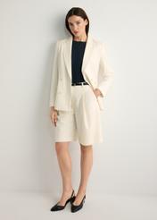 Women's white wool-blend blazer ZAKDT-0045-0B(W26), front view of the product on the model. Full-length silhouette visible.