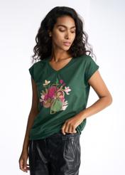 Green Women's Chest T-Shirt TSHDT-0099-54(Z22)-02