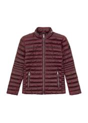 Burgundy men's insulated leather jacket KURMS-0379-3359(Z25), product visible from the front on a white background.
