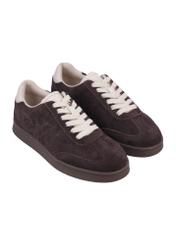 Dark brown suede sports shoes BUTYD-1317-1 I(Z26), diagonal product view on a white background.