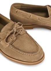 Women's leather moccasins in cool beige color BUTYD-1240-1K(W26), close-up of the product detail on a white background.