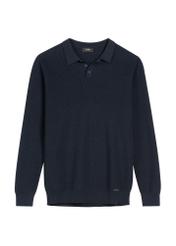 Navy blue cotton men's sweater SWEMT-0188-7E(W26) - front product view, on white background.