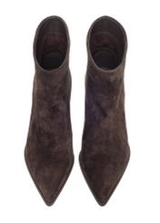 Dark brown suede women's ankle boots BUTYD-1337-1I(Z26), front product view on white background.
