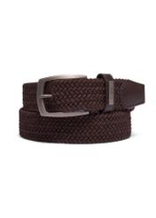 Brown braided men's belt PASMT-0004-1H(Z26), front view of the product on a white background.