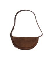 Brown suede semi-circular women's handbag TORES-1178-89(Z25) - front product view on white background.