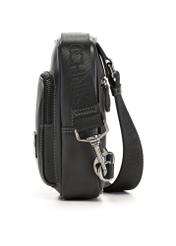 Black leather men's shoulder bag TORMS-0527-99(Z26) - side product view, on white background.