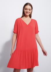 Red dress with frill SUKDT-0165-42(W23)-01