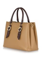 Beige imitation leather shopper bag TOREC-0892-81(W24)-03