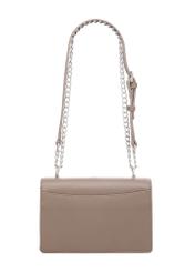 Small women's handbag with an elegant clasp in cool beige color TOREC-1322-1K(Z26) - product view from the back, on a white background.
