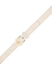 Women's white leather belt PASDS-0303-0B(W26) - product view from above, on a white background.