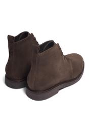 Dark brown suede men's ankle boots BUTYM-0545-1I(Z26), back view of the product on a white background.