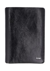 Black leather men's wallet PORMS-0723-9P(Z26), front view on a white background.