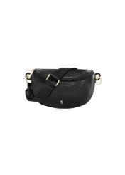 Black fabric women's waist bag TOREN-0356-99(Z26), front product view on white background.