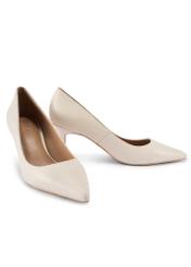 Cream leather women's pumps BUTYD-1031A-0B(W26), diagonal product view on white background.
